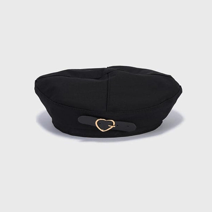 Black Heart Buckle Beret