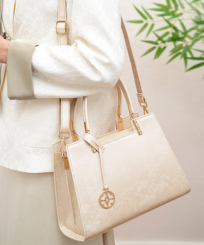 Bag Tote Jacquard Beige Versatile Elegant
