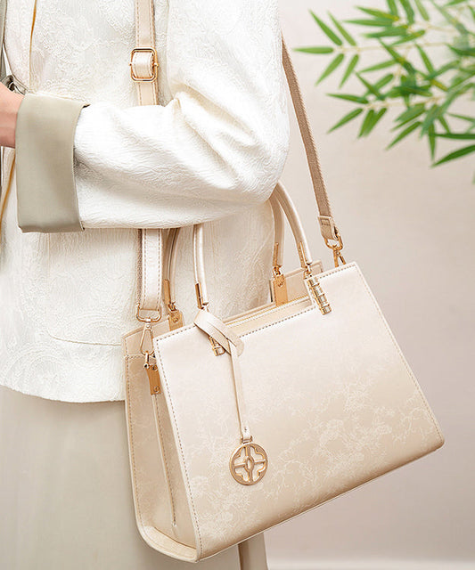 Bag Tote Jacquard Beige Versatile Elegant