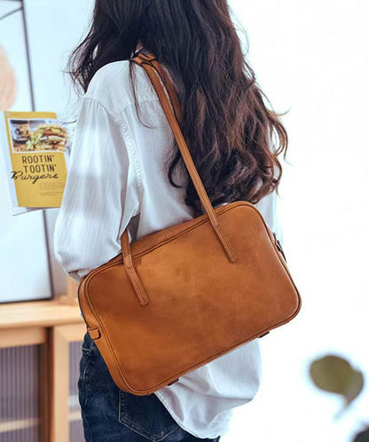 Durable Leather Elegant Shoulder Orange Bags Square
