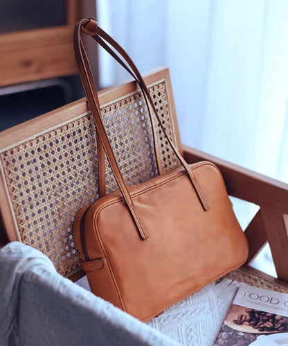 Durable Leather Elegant Shoulder Orange Bags Square