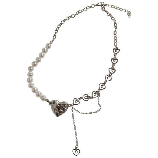 Heart Pearl Chain Necklace