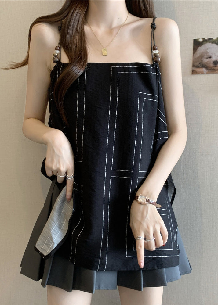 Top Fashion Strap Black Spaghetti Summer Cotton