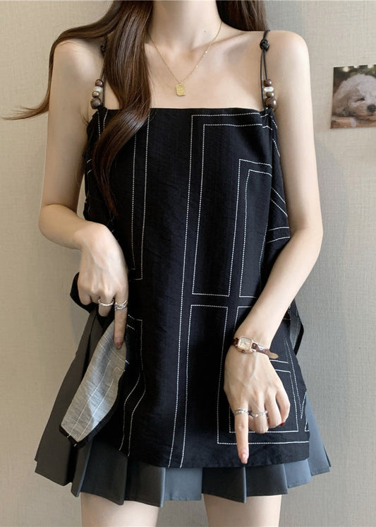 Top Fashion Strap Black Spaghetti Summer Cotton