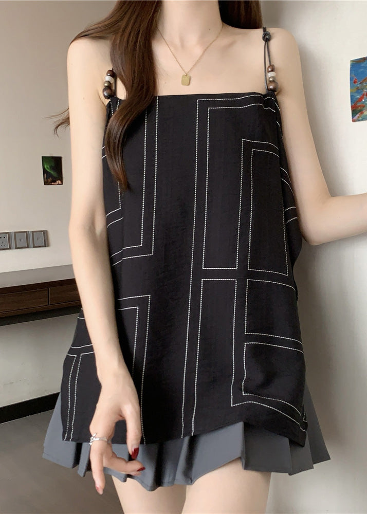 Top Fashion Strap Black Spaghetti Summer Cotton