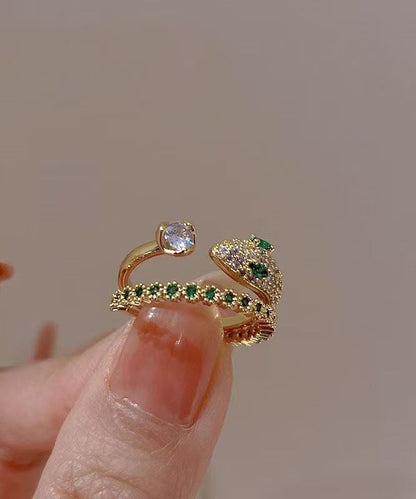 Zircon Fashion Sterling Silver Gold Open Gem Overgild Rings Set Two-Piece Stone