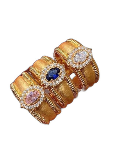 Zircon Rings Sterling Overgild Fashion Open Silver Gold