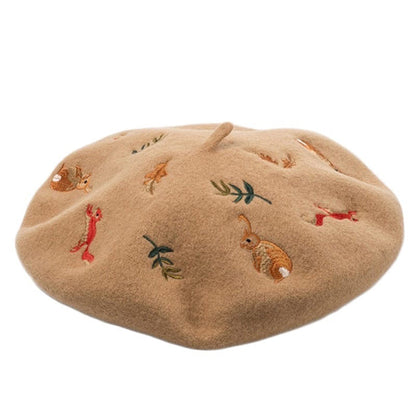 Forest Embroidered Beret