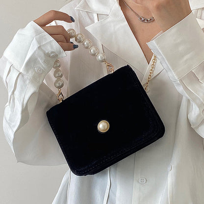 Black Luxury Pearl Chain Bag