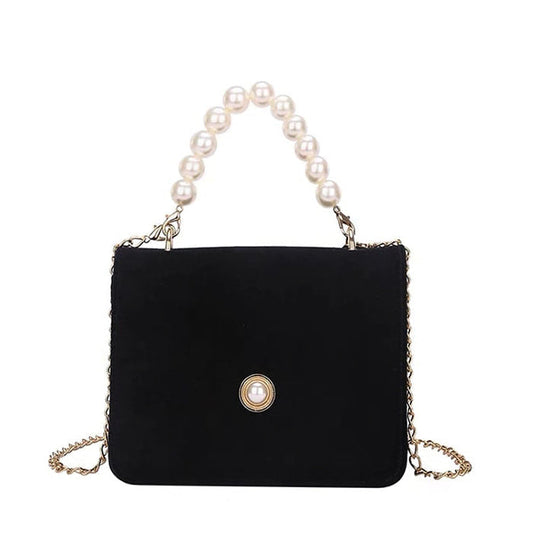 Black Luxury Pearl Chain Bag