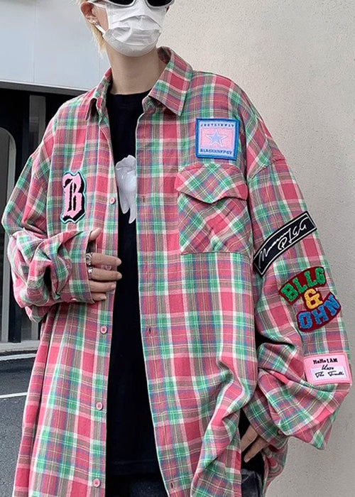 Men Plaid French Spring Navy Cotton Shirt Pockets