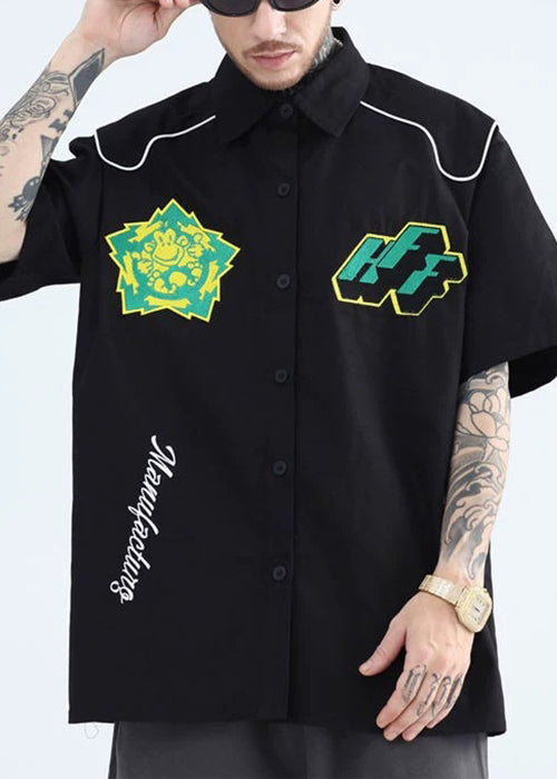 Mens Shirts Yellow Print Peter Cotton Collar French Pan Summer