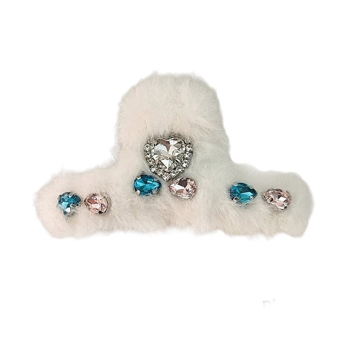 Fuzzy Rhinestone Hair Claw