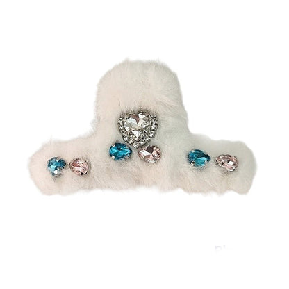 Fuzzy Rhinestone Hair Claw