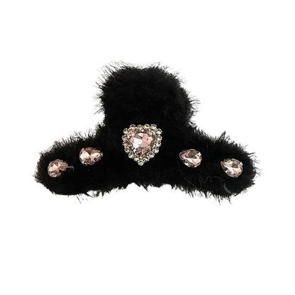 Fuzzy Rhinestone Hair Claw