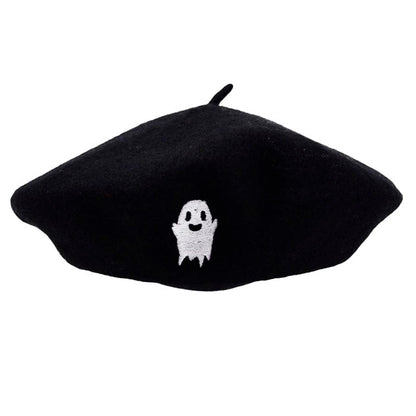 Ghost Embroidered Beret