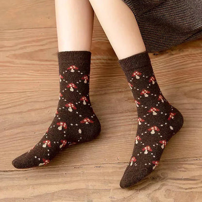 Dark Brown Mushroom Socks