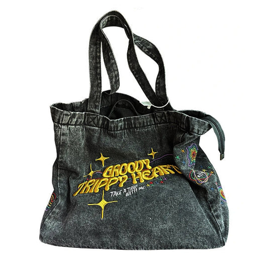 Y2K  Heart Denim Shoulder Bag