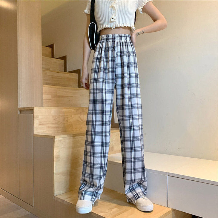 Vintage Casual Plaid Pants