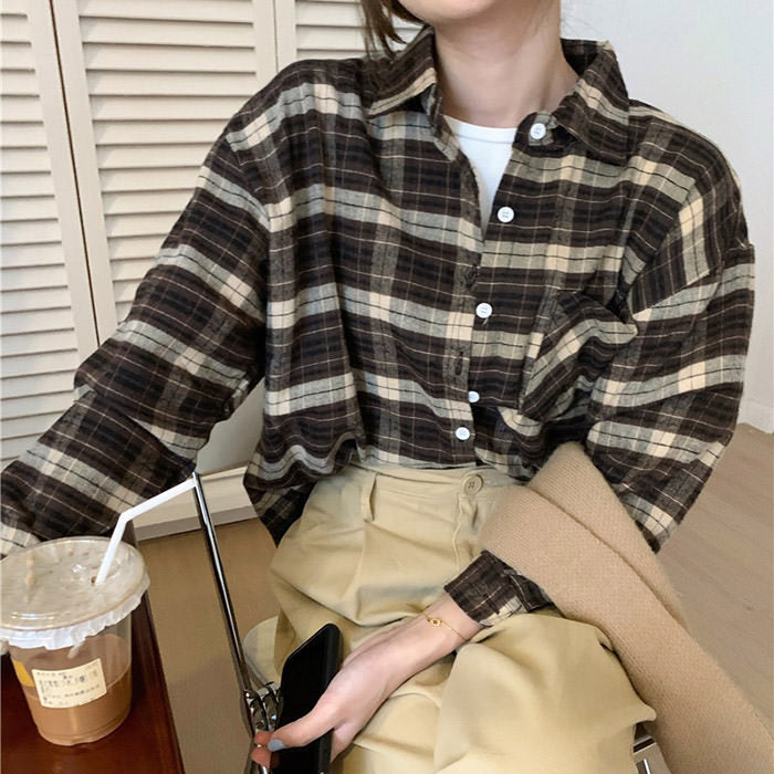 Vintage Dark Plaid Shirt