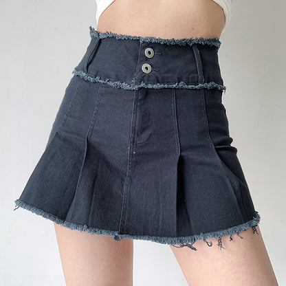 Denim Pleated Skirt