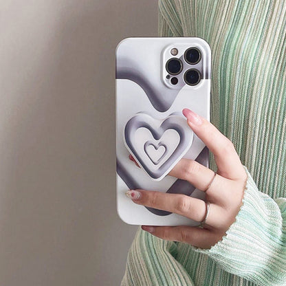 Black with White Heart iPhone Case