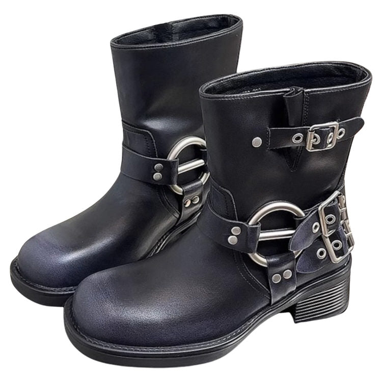 Motorcycle Buckle Boots