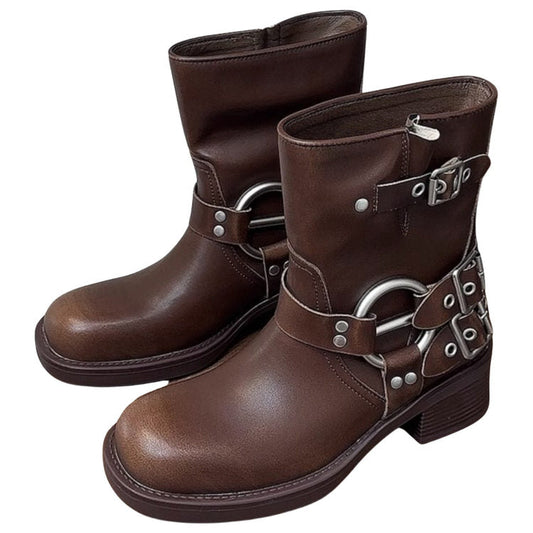 Motorcycle Buckle Boots