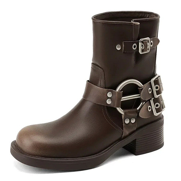 Motorcycle Buckle Boots