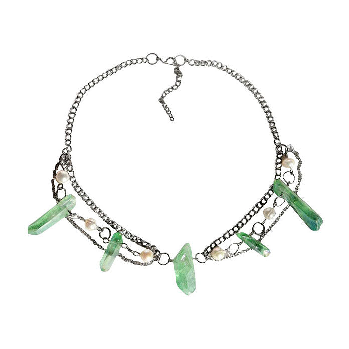 Green Crystal Layered Necklace