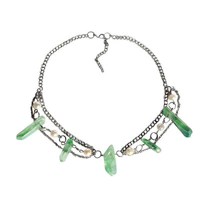 Green Crystal Layered Necklace