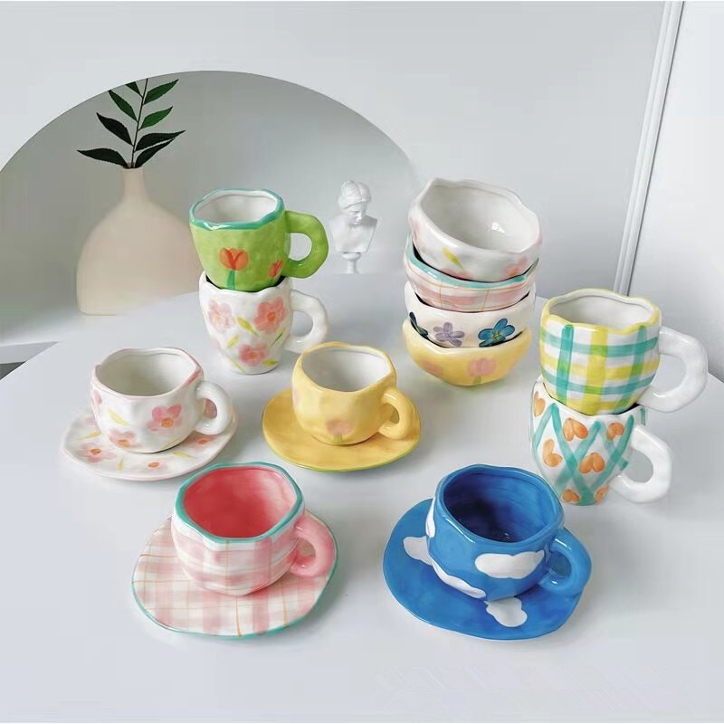 Ceramic Flower Cup And Saucer Set Wonderland Case