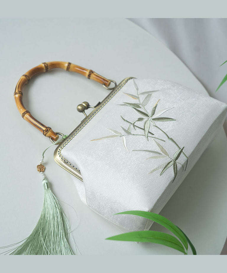 Handmade New Chinese Bag Style Tote Bamboo Embroidery