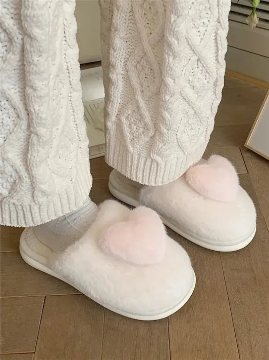 Heart Plush Cotton Slippers