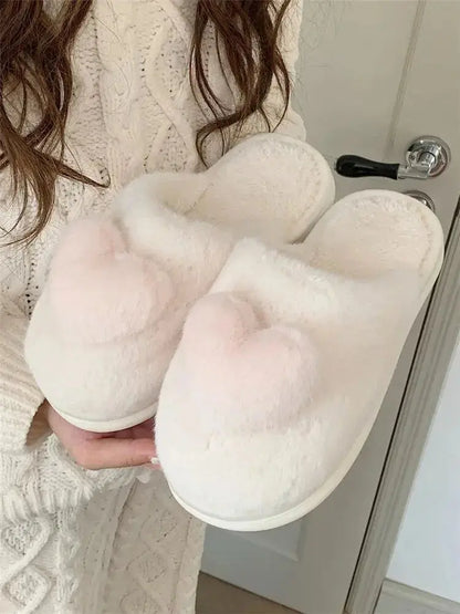 Heart Plush Cotton Slippers