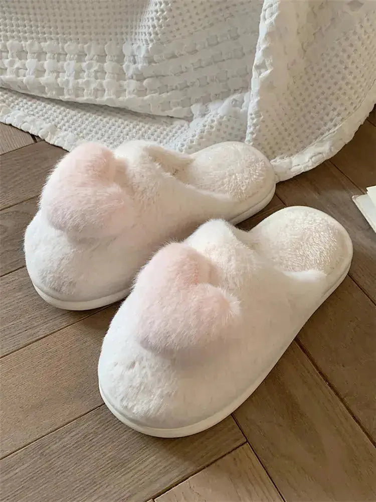 Heart Plush Cotton Slippers