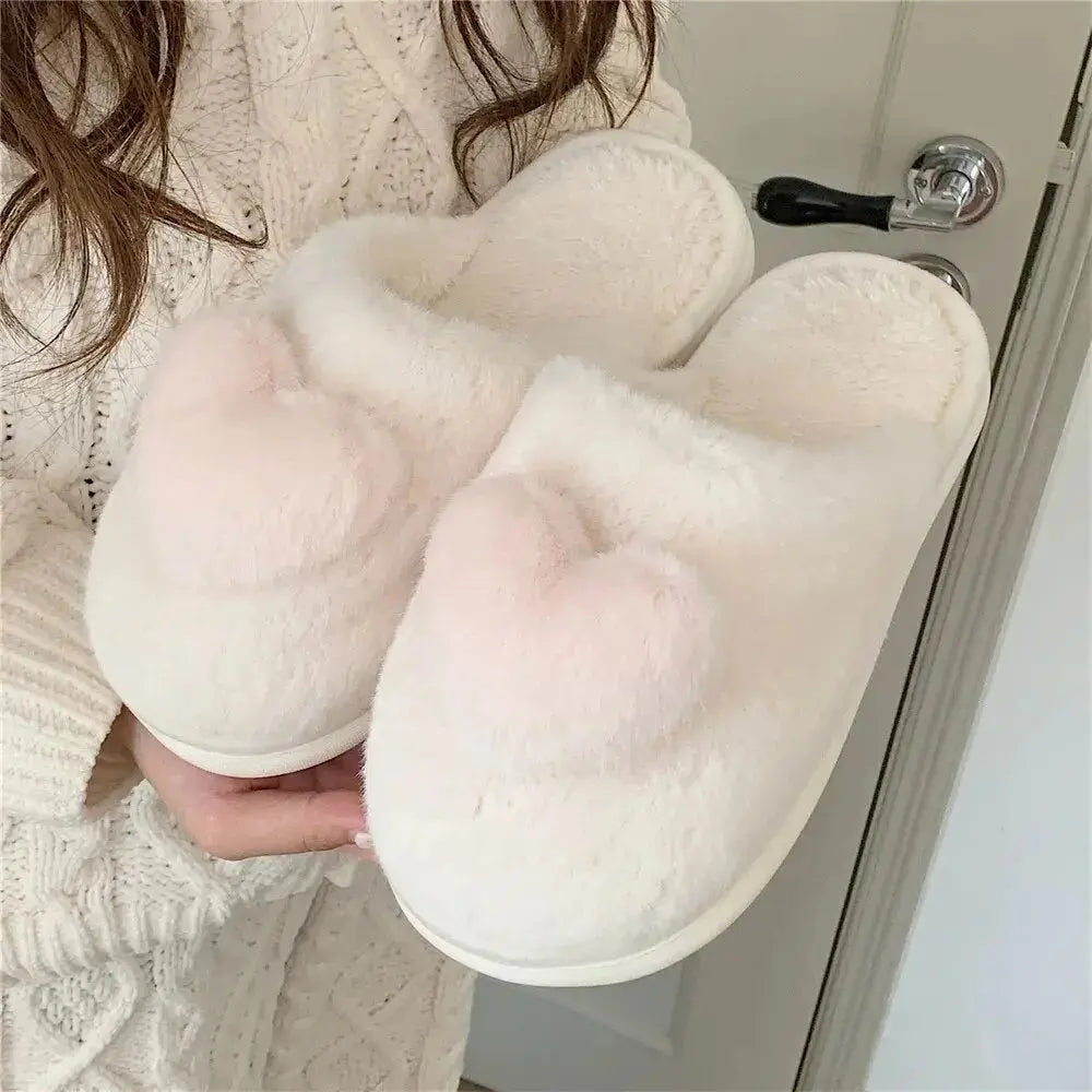 Heart Plush Cotton Slippers