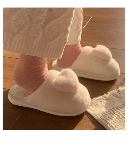 Heart Plush Cotton Slippers