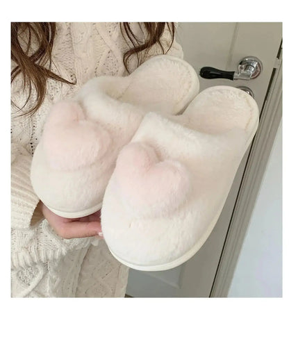 Heart Plush Cotton Slippers