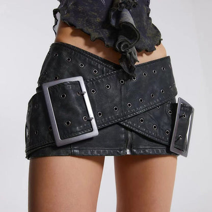 Y2K Buckle Micro Skirt