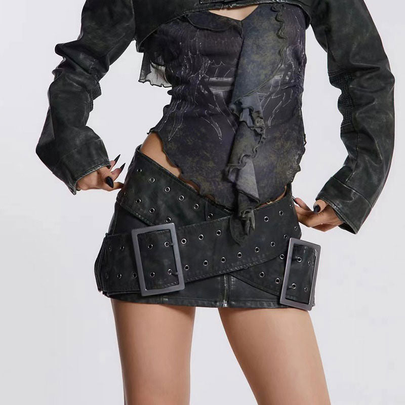 Y2K Buckle Micro Skirt