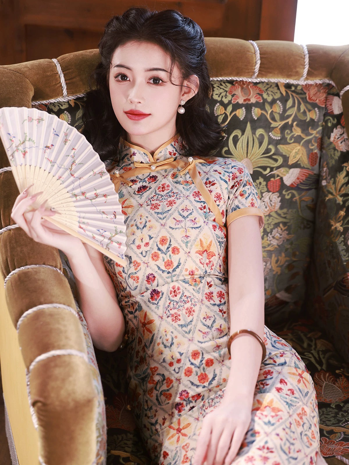 Lattice Floral Cheongsam