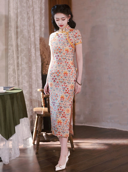 Lattice Floral Cheongsam