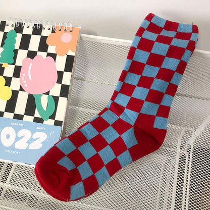 Chaussettes à carreaux colorées