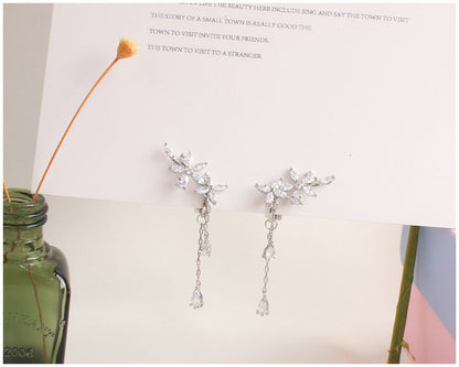 Stud / Clip-On Floral Earrings Rhinestone