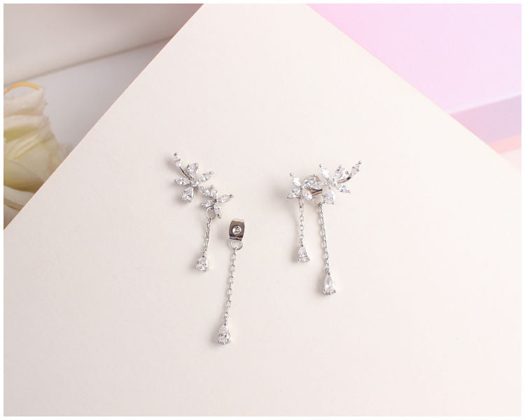 Stud / Clip-On Floral Earrings Rhinestone