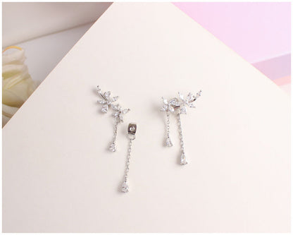 Stud / Clip-On Floral Earrings Rhinestone