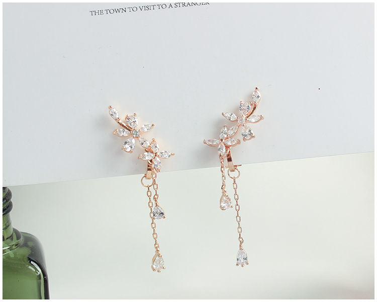 Stud / Clip-On Floral Earrings Rhinestone