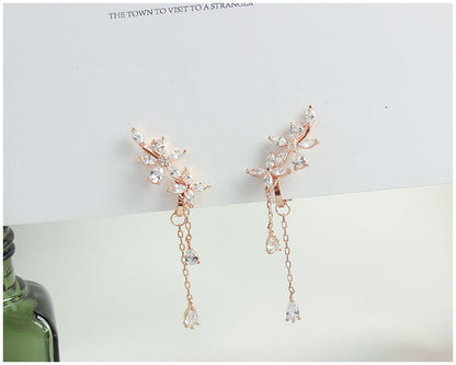 Stud / Clip-On Floral Earrings Rhinestone