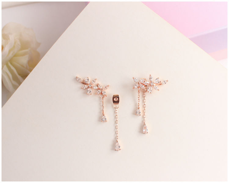 Stud / Clip-On Floral Earrings Rhinestone